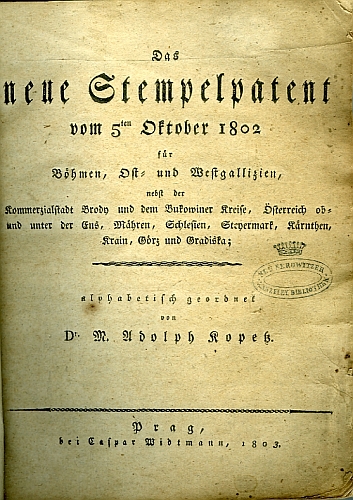 Titulní listy jeho děl (1801 a 1803)
