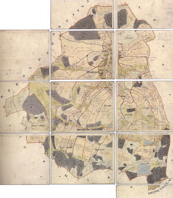 Nižší Hodonice na indikační skice z roku 1826