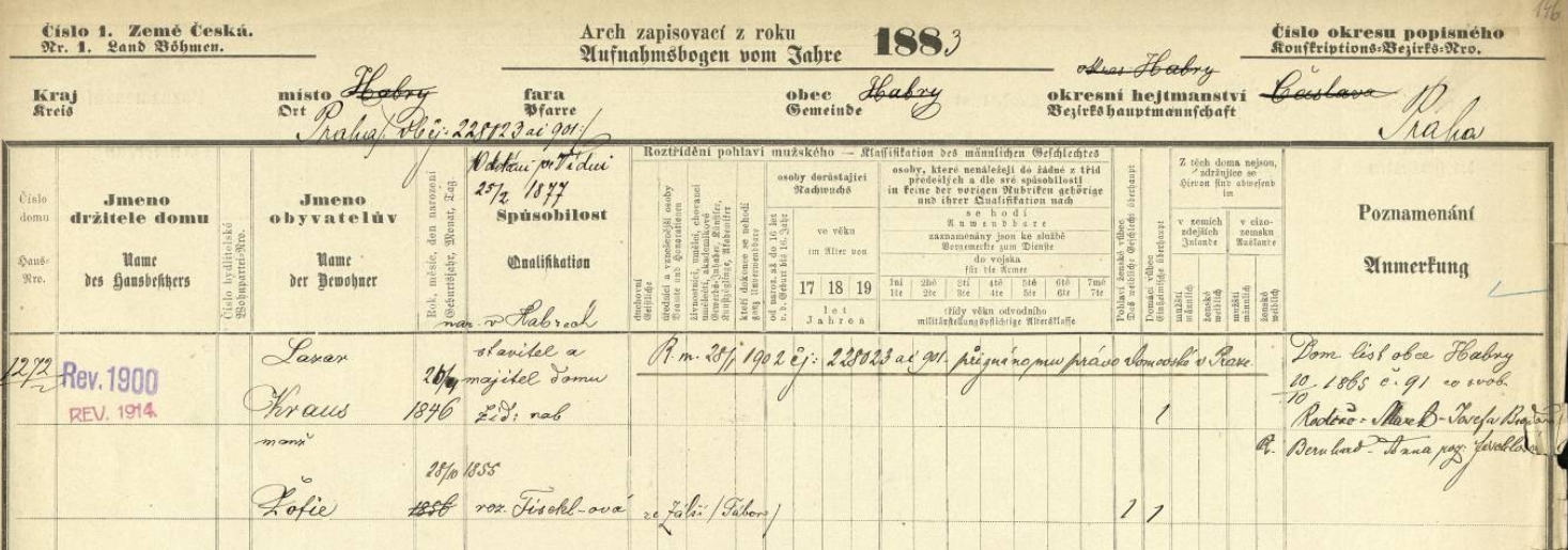 Pražský zapisovací arch z roku 1883