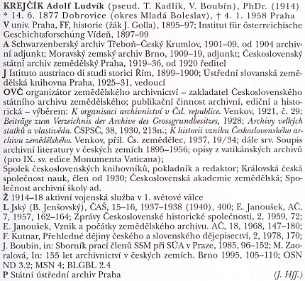 Heslo ve slovníku archivářů českých zemí