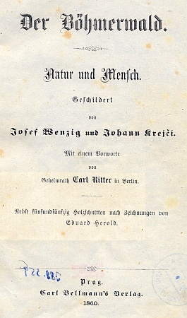 Titulní list (1860) i jeho knihy s předmluvou Carla Rittera a skvělými ilustracemi Eduarda Herolda
... a záhlaví oddílu, který napsal on (viz i Josef Wenzig)