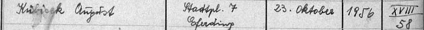 Záznam o jeho skonu v úmrtní matrice farní obce Eferding