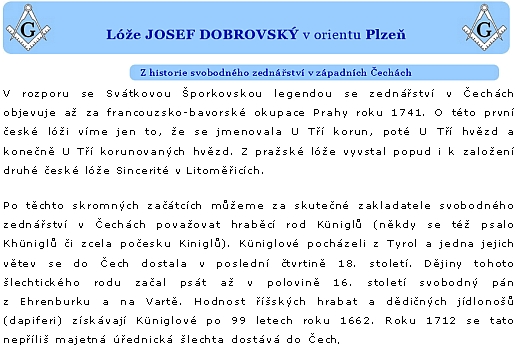 Úvod zednářského textu o jeho rodu (Josef Dobrovský je jedním z autorů,
zastoupených na stránkách Kohoutího kříže)