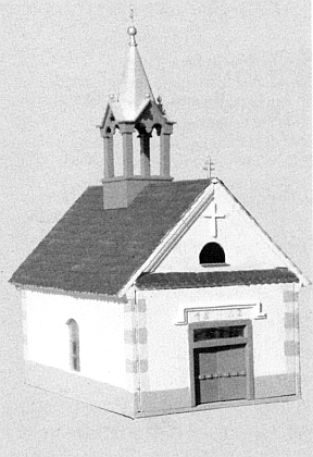 Model kaple v Hašlovicích na fotografii, kterou poslala redakci měsíčníku "Glaube und Heimat"