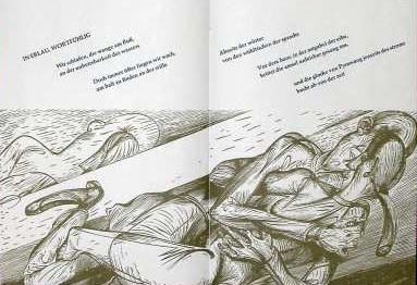 Ilustrace Karla Georga Hirsche ke Kunzeově básni "In Erlau wortfühlig" v jejím bibliofilském vydání (2007)