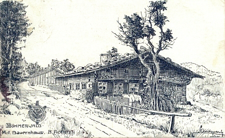 Jeho kresba tu zachytila "selský dům v Českých Žlebech"
