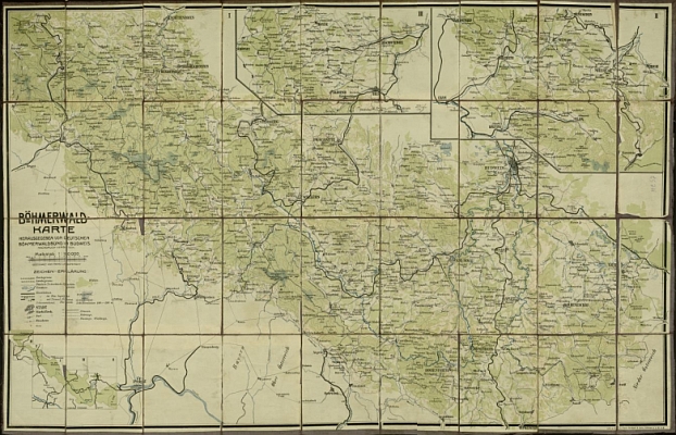 Mapa Šumavy, kterou nakreslil ve druhém desetiletí 20. století (klikněte na náhled pro digitalizovanou mapu)