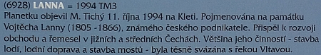 "Plotová výstava" u českobudějovické hvězdárny v roce 2020 připomněla i planetku, která je po Adalbertu Lannovi pojmenována