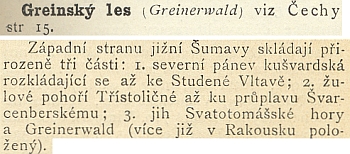 Co praví o Greinském lese Ottův slovník naučný