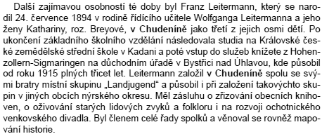 O něm na stránkách publikace o Chudeníně, která se odvolává i na Kohoutí kříž