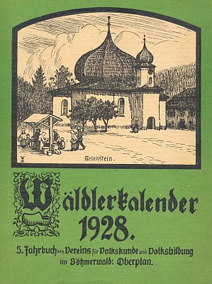 Obálka šumavského kalendáře (1928) s kresbou Wilhelma Fischera...