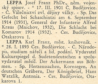 Jeho a bratrovo heslo v Kulturním adresáři ČSR (1934)