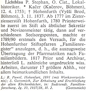 Heslo od Severina Gottsmiche v rakouském biografickém lexikonu se opírá o autorův článek v časopise Sudetendeutsche Familienforschung