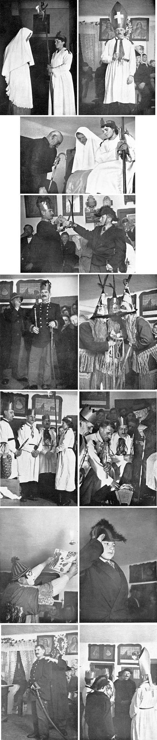 Série vzácných snímků z uvedení strýčické "Christkindlspiel" na přelomu roku 1932 a 1933