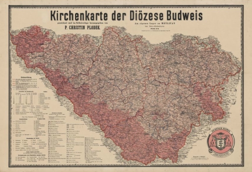 Mapa Budějovické diecéze z roku 1890 (klikněte na náhled pro digitalizovanou mapu)