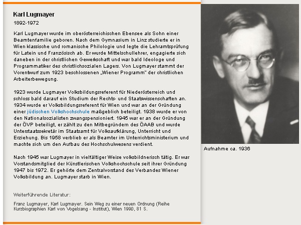 Na webu rakouské organizace pro vzdělávání dospělých provází jeho životopis podobenka někdy z roku 1936