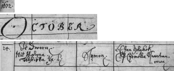 Záznam prachatické křestní matriky o jeho narození roku 1672 ve Dvorech otci "Wítu Malynovi"
a jeho ženě "Alžbiětě"