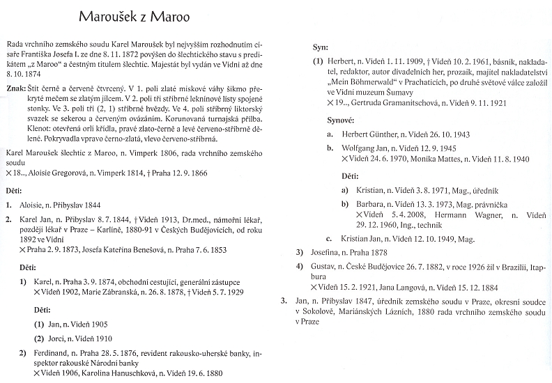 Stránky o něm, o jeho předcích a potomcích v Almanachu českých šlechtických a rytířských rodů 2009