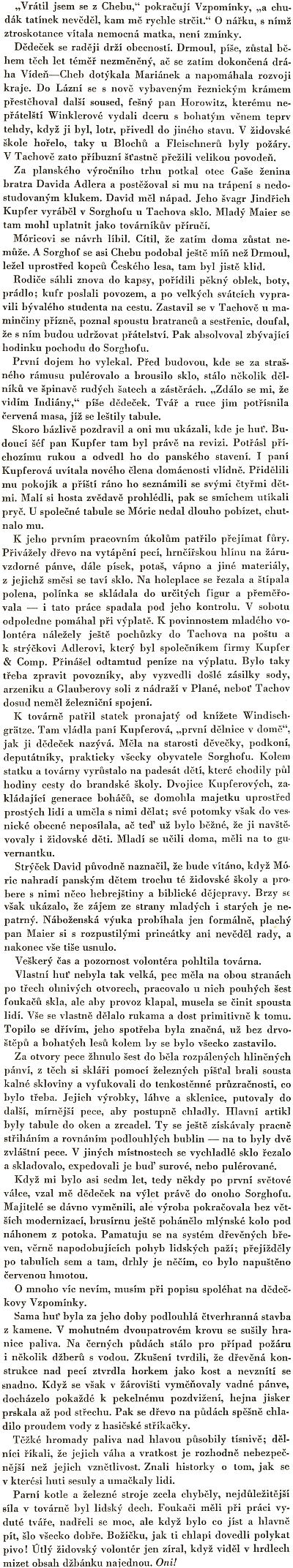 Pasáž z knihy Vzorek bez ceny od Norberta Frýda o sklárně v Sorghofu, kde stály budovy brusíren a leštíren až do sedmdesátých let 20. století