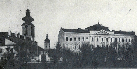 Německé gymnázium v Budějovicích na pohlednici z roku 1906 ze sbírky Reinholda Finka...