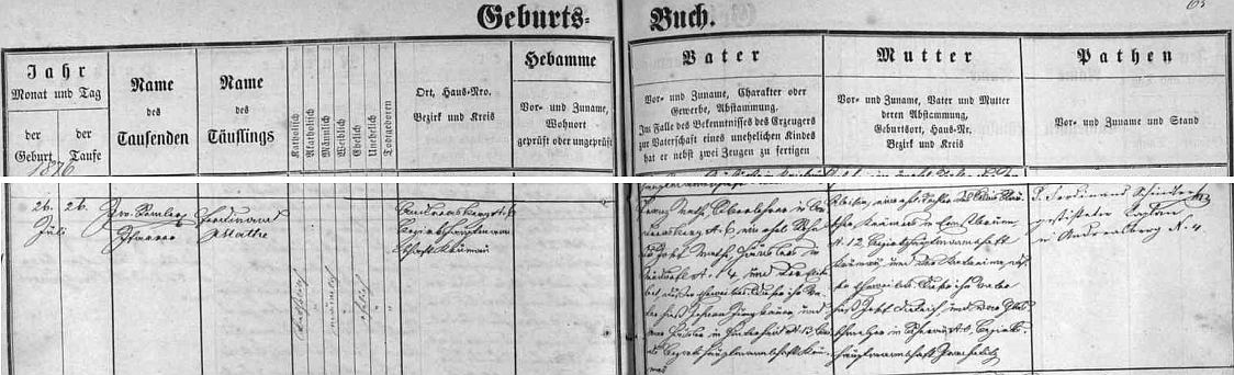 Podle záznamu v ondřejovské matrice se narodil dne 26. července 1876 v Ondřejově čp. 6 řídícímu učiteli Franzi Mathemu a jeho ženě Aloisii, dceři kramáře z Arnoštova (Ernstbrunn)