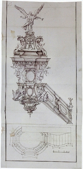 Variantní návrhy kazatelny pro ondřejovský kostel z roku 1730