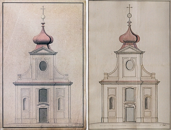 Dva schválené původní návrhy významného vídeňského barokního architekta ve schwarzenberských službách Antona Erharda Martinelliho (1684-1747) na hlavní průčelí kostela v Ondřejově nesou výrazné "české" rysy