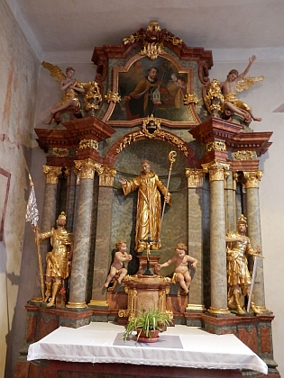 Oltář sv. Linharta v kostelíku Zesnutí Panny Marie
