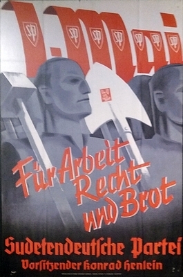 Plakát Henleinovy SdP v expozici Sudetoněmeckého muzea v Mnichově