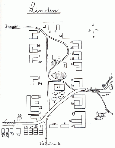 Plánek rodných Lipanovic v roce 1945