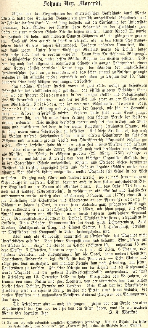 Jordan Kajetan Markus napsal o něm tento texz, zdůrazňující Maxantův jihočeský a frymburský původ