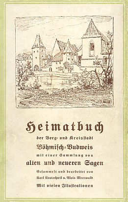 Obálka knihy vydané v Českých Budějovicích Karlem Kratochwilem s kresbou F. Blumentritta (1930)