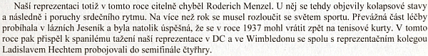 O roce 1936 v jeho tenisové kariéře hovoří tato poznámka