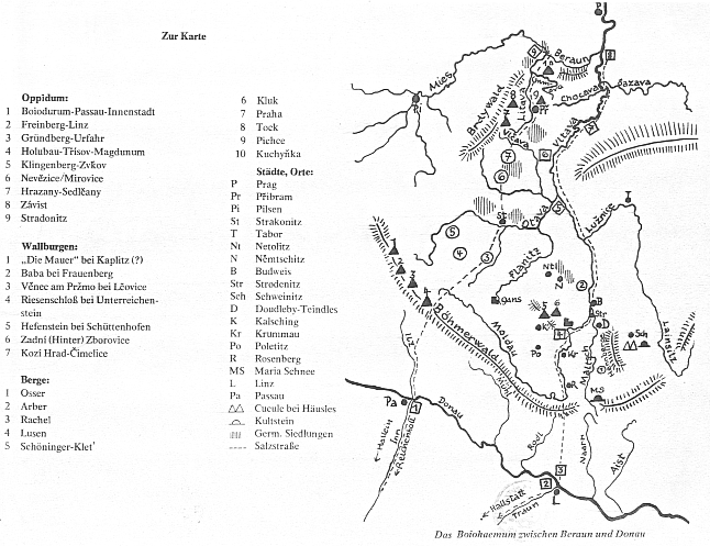 ... a vlastnoruční mapa "keltských Čech" v její příloze