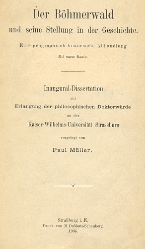 Titulní strana (1904) jeho štrasburské disertace