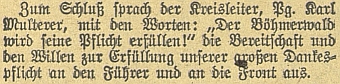 Při návštěvě "gauleitera" Eigrubera na Šumavě v roce 1943 jako "krajský vůdce" nemohl chybět