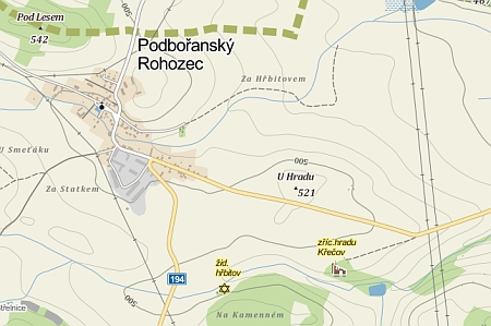 Okolí jeho rodiště na staré a novější mapě - Podbořanský Rohozec nese na té staré jméno Teutschenrust