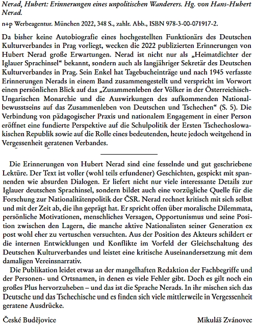 Obálka jeho pamětí (2022) a úvod i závěr jejich recence, kterou napsal Mikuláš Zvánovec