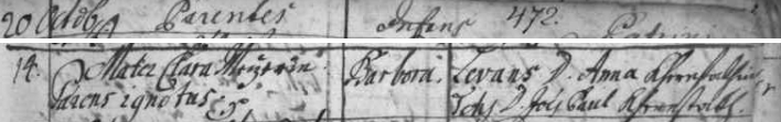Jeho prababička Barbora se narodila v roce 1706 jako nemanželské dítě prachatické vdově Claře Mertzingerové (zde psána s příjmením "Mrczer") čtyři měsíce před její svatbou s Bartolomäem Saltzerem z Volar, který ovšem nebyl Barbařiným otcem