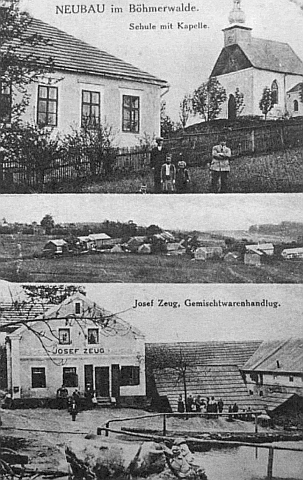Dvě staré pohlednice ze zaniklých Novosedel (Neubäu)