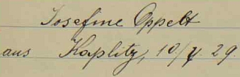 Podpis jeho ženy Josefiny z července 1929 na stránkách kroniky školy v Deskách