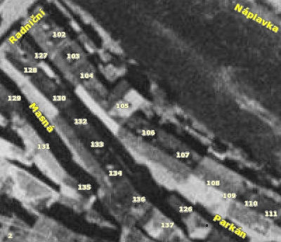 Dům čp. 133 na leteckých snímcích z let 1949 a 2011