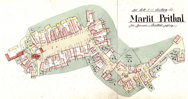 Indikační skica městyse (Markt) Přídolí z roku 1826