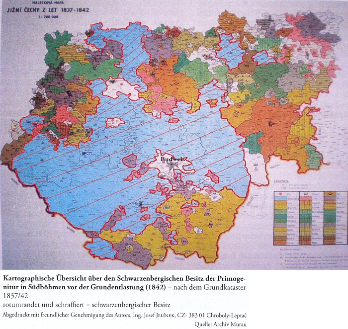 Obrazovou přílohou jeho knihy o Schwarzenbercích jsou i dvě mapové přílohy, znázorňující rozsah rodového panství v 19. století v rámci jižních Čech i celé české kotliny (viz i mapa Schwarzenberského panství Český Krumlov