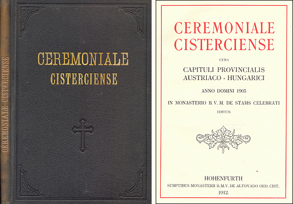 Desky a titulni list (1912) Ceremoniale Cisterciense, tisku, jehož byl vyšebrodským editorem
pro celou rakousko-uherskou řádovou provincii