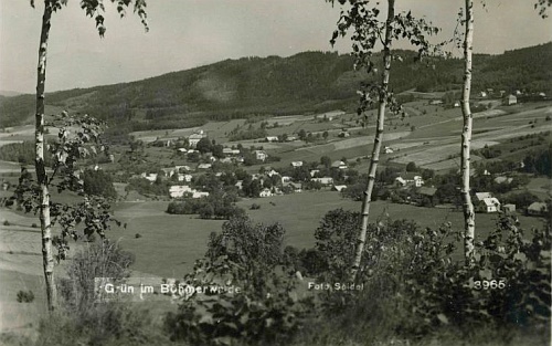 Dvě pohlednice Zelené Lhoty, jejichž autory jsou Josef a Franz Seidel (té spodní "od jihu")