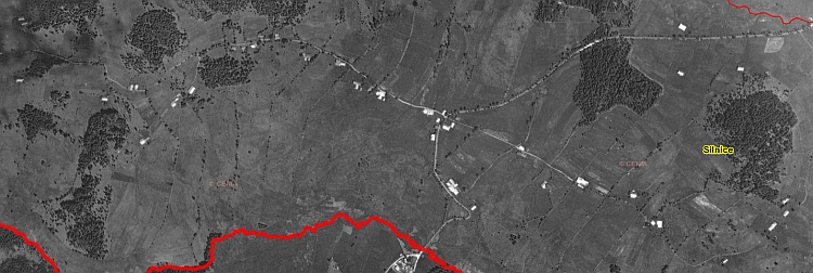 Silnice na leteckých snímcích z roku 1949 a dnes