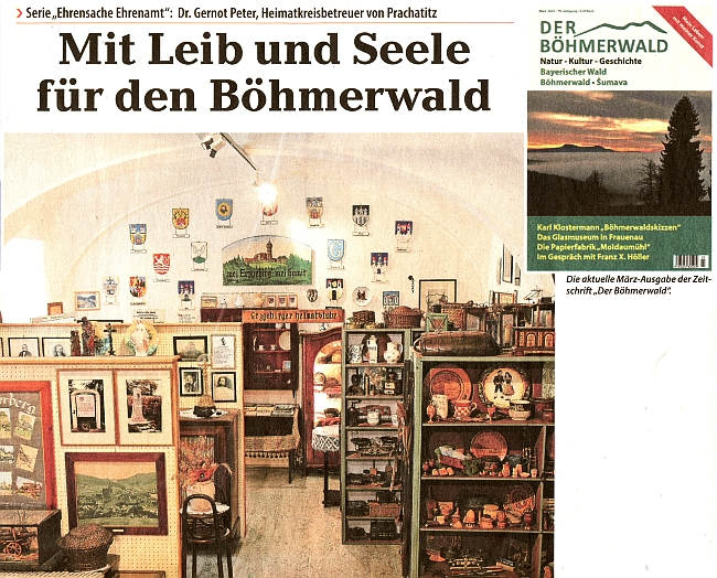 Skoro celou stranu "jeho" vídeňskému muzeu a časopisu "Der Böhmerwald" věnoval v únoru 2023 ústřední krajanský list