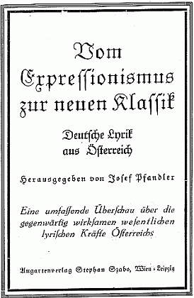 Obálka antologie, kterou sestavil, vydané nakladatelstvím Stephan Szabo (1936)