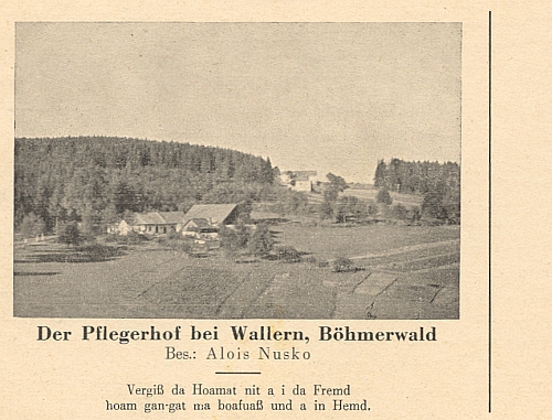 Pflegerhof u Volar, po kterém se psal Pflegerloisl, na jeho soukromé pohlednici...